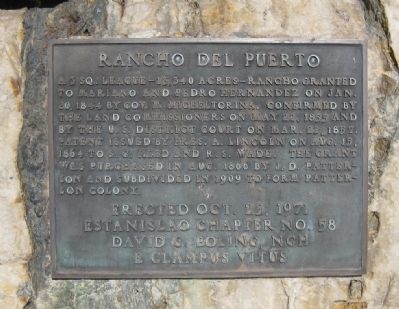 Rancho del Puerto Marker. Click for full size. Rancho del Puerto Marker image. Click for full size.