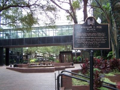 William F. Poe Plaza Marker, at the Jackson Street entrance to the Plaza image. Click for full size.