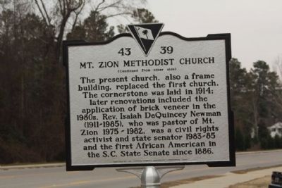 Mt. Zion Methodist Church Marker, reverse side. Click for full size. Mt. Zion Methodist Church Marker, reverse side image. Click for full size.