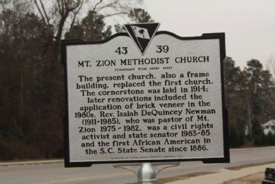 Mt. Zion Methodist Church Marker, reverse side image. Click for full size.