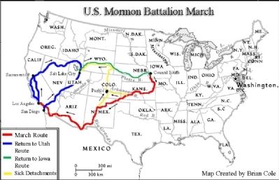 Mormon Battalion Route Map image. Click for full size.