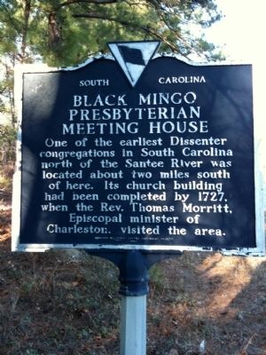 Black Mingo Presbyterian Meeting House Marker (front) image. Click for full size.