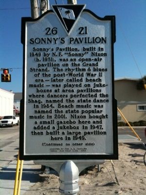 Sonny's Pavilion Marker (front) image. Click for full size.