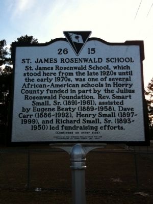 St. James Rosenwald School Marker (front) image. Click for full size.