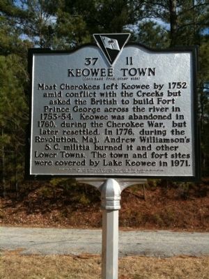 Keowee Town Marker (reverse). Click for full size. Keowee Town Marker (reverse) image. Click for full size.