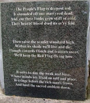 "The Red Flag" on Jim Connell Monument image. Click for full size.