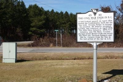 The Civil War Ends In S.C Marker, see along Raccoon Rd.. Click for full size. The Civil War Ends In S.C Marker, see along Raccoon Rd. image. Click for full size.
