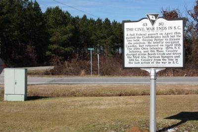 The Civil War Ends In S.C Marker, see along Raccoon Rd. image. Click for full size.