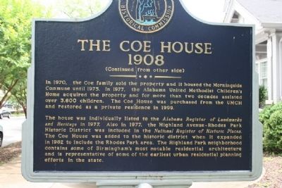 The Coe House Marker: Side B image. Click for full size.