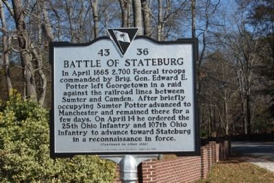 Battle of Stateburg Marker. Click for full size. Battle of Stateburg Marker image. Click for full size.