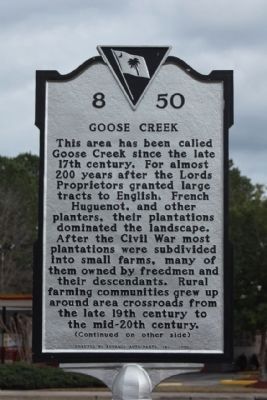 Goose Creek side of Marker image. Click for full size.