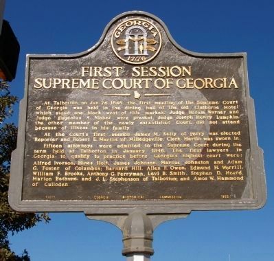 First Session Supreme Court of Georgia Marker image. Click for full size.