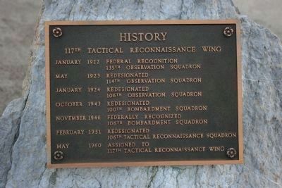 History Marker for the 117th Tactical Reconnaissance Wing image. Click for full size.