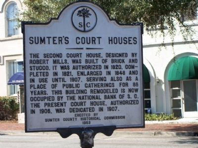 Sumter's Courthouses Marker, reverse side image. Click for full size.