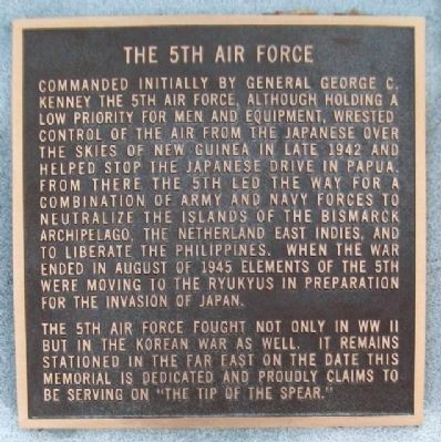 5th Air Force History Marker. Click for full size. 5th Air Force History Marker image. Click for full size.
