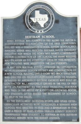 Bertram School Marker. Click for full size. Bertram School Marker image. Click for full size.