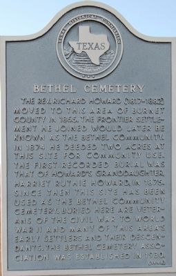 Bethel Cemetery Marker. Click for full size. Bethel Cemetery Marker image. Click for full size.