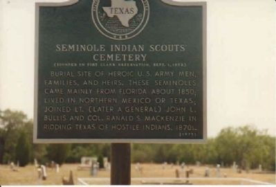Seminole Indian Scouts' Cemetery Marker image. Click for full size.