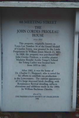 John Prioleau House Marker image. Click for full size.