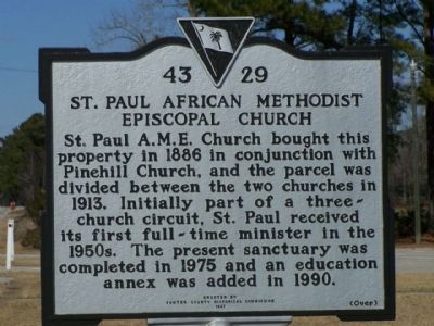 St. Paul African American Methodist Episcopal Church Marker, reverse side image. Click for full size.