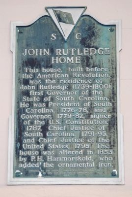John Rutledge Home Marker image. Click for full size.