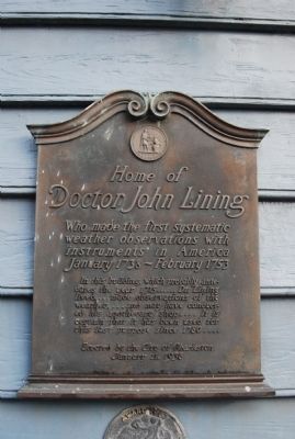 Home of Doctor John Lining Marker image. Click for full size.