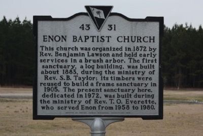 Enon Baptist Church Marker image. Click for full size.