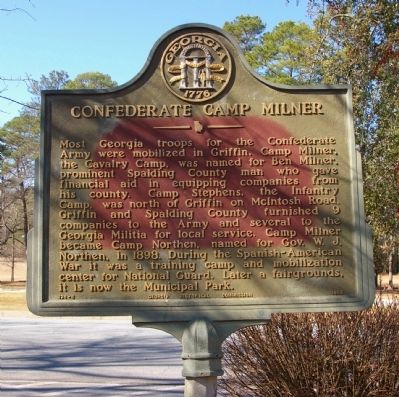 Confederate Camp Milner Marker. Click for full size. Confederate Camp Milner Marker image. Click for full size.