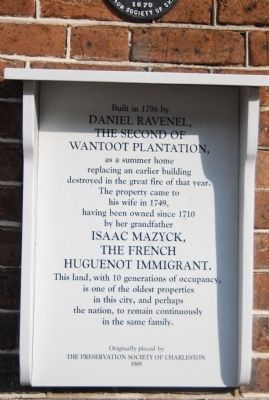 Daniel Ravenel House Marker. Click for full size. Daniel Ravenel House Marker image. Click for full size.