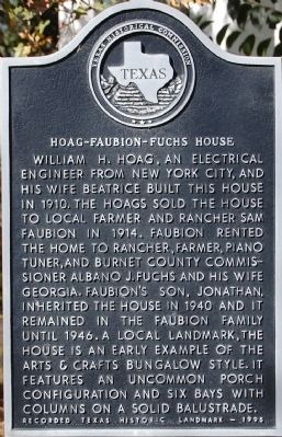 Hoag-Faubion-Fuchs House Marker image. Click for full size.