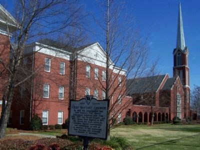 First Baptist Church and Marker. Click for full size. First Baptist Church and Marker image. Click for full size.