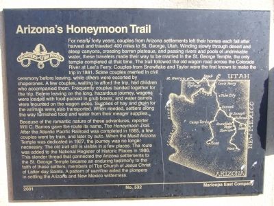 Arizona's Honeymoon Trail Marker image. Click for full size.
