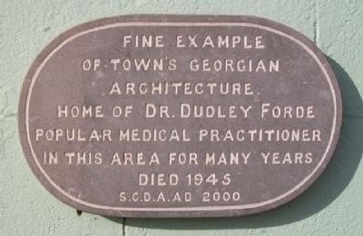 Dr. Dudley Forde House Marker image. Click for full size.