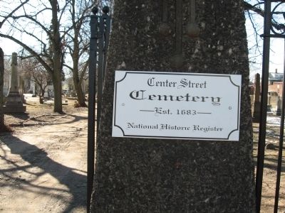 Center Street Cemetery est. 1683. Click for full size. Center Street Cemetery est. 1683 image. Click for full size.