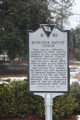Bethlehem Baptist Church Marker. Click for full size. Bethlehem Baptist Church Marker image. Click for full size.