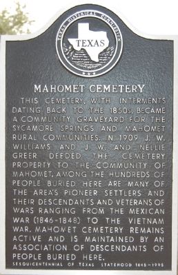Mahomet Cemetery Marker. Click for full size. Mahomet Cemetery Marker image. Click for full size.
