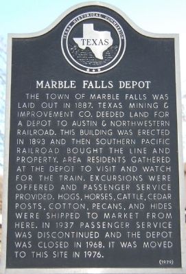 Marble Falls Depot Marker. Click for full size. Marble Falls Depot Marker image. Click for full size.