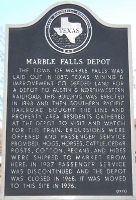 Marble Falls Depot Marker image. Click for full size.