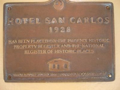 San Carlos Hotel Marker. Click for full size. San Carlos Hotel Marker image. Click for full size.