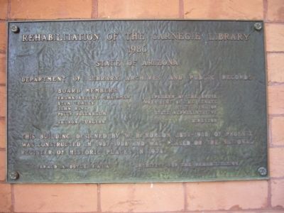 Rehabilitation of the Carnegie Library Marker image. Click for full size.