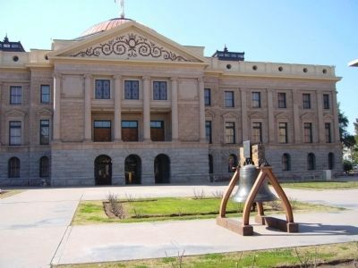 Libert Bell Replica and Arizona State Capitol Building in Background image. Click for full size.