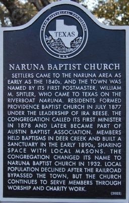 Naruna Baptist Church Marker image. Click for full size.
