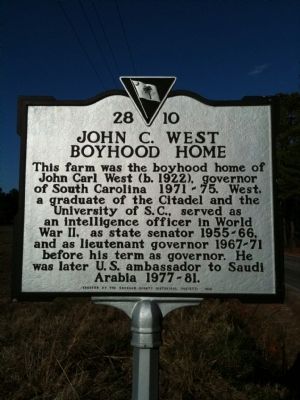 John C. West Boyhood Home Marker. Click for full size. John C. West Boyhood Home Marker image. Click for full size.