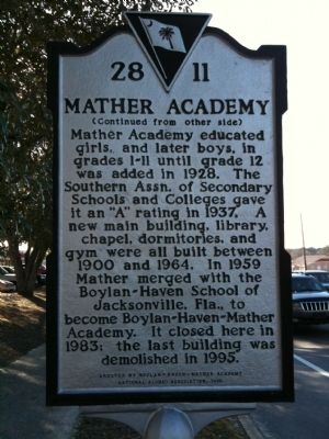 Mather Academy Marker (reverse) image. Click for full size.