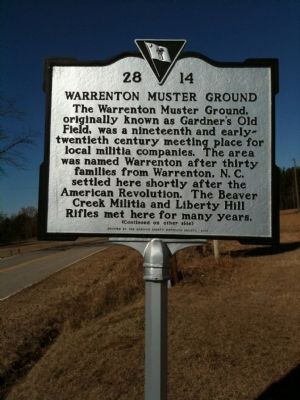 Warrenton Muster Ground Marker (front) image. Click for full size.