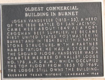 Oldest Commercial Building in Burnet Marker image. Click for full size.