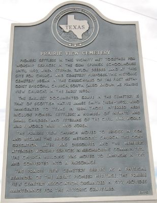 Prairie View Cemetery Marker image. Click for full size.