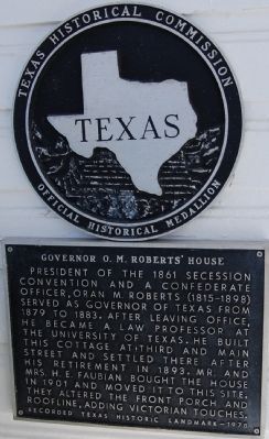 Governor O. M. Roberts' House Marker image. Click for full size.