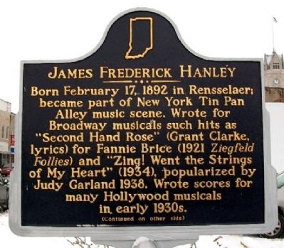 James Frederick Hanley Marker (Side A) image. Click for full size.