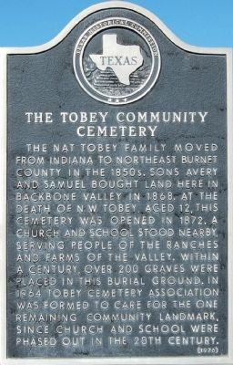The Tobey Community Cemetery Marker image. Click for full size.